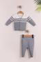 Ecru Baby Boy Cotton Knit Vest Set |   Buttoned 2 Line Knit 0-3, 3-6, 6-9 Months