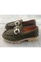 25390510K Women's Genuine Suede Leather Thick Sole Loafer Shoes