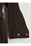 Brown shirt collar belted women's jean jacket - 6