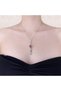 Silver Y Necklace with Pink Stone - 2