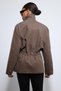 Short Trench Coat with Adjustable Waist in Brown - 4