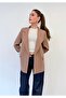 Premium Shawl Collar Foldable Sleeve Detailed Milk Coffee Jacket