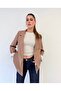Premium Shawl Collar Foldable Sleeve Detailed Milk Coffee Jacket - 3