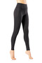 Women's Black High Waist Casual Tights Diver Corded Fabric - 2