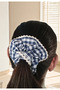 Blue and White Checkered Fishtail Detailed Sporty Style Scrunchie Rubber Band - Daily Simit Hair Tie - 4