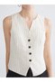 New Season V-Neck Striped Linen Blend Women's Classic Vest - S5Qb38Z8 - 8