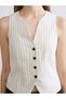 New Season V-Neck Striped Linen Blend Women's Classic Vest - S5Qb38Z8 - 7