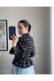 Women's Brown Blue Plaid Pattern Balloon Sleeve Blouse - 4