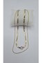 Stainless Steel Gold Color 2-Piece Italian Chain Single Zircon Stone Necklace - 8