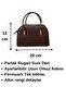 Patent Leather Brown Leather Mini Women's Bag Gold Detailed Zippered Short Handle Shoulder Bag - 7