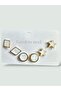 Stainless Steel Detailed Earring Set Gold Color Minimal Design - 2