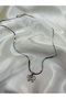 Women's Silver Color Butterfly Figured Snake Chain Steel Necklace