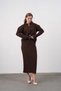 Polo Neck Half Placket Knit Detail Sweater Skirt Two-Piece Knitwear Set - 7