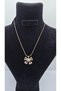 Stainless Steel Gold Color Big Ribbon Model White Zircon Stone Necklace - 2