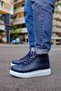 Yg258 Roma Men's Sports Casual Lace-Up Leather Boots Cbt - Navy Blue - 3