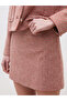 Red Slim Fit Plaid Mini Tweed Skirt - 3
