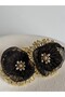 Gold Color Black Tulle Pearl Earrings (3 cm) - 4