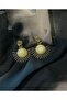 Cream Color Sun Figured Gold Design Earrings - 2