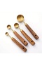 Premium Wooden Handle Gold Color Kitchen Measuring Spoons - 4 Piece Set - 6