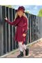Burgundy Girls' Short Pleated Dress Bolero Jacket 31602 - 3