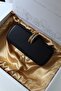 Women's Black Chain Lock Detailed Evening Bag