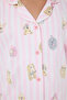 Girl's Shirt Collar Printed Summer Relaxed Fit Pink Pajama Set Rp3809-C-V1 - 3