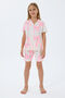 Girl's Shirt Collar Printed Summer Regular Fit Cream Pajama Set Rp3780-C-V1 - 2