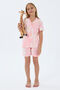 Girl's Shirt Collar Printed Summer Regular Fit Pink Pajama Set Rp3780-C-V2 - 5
