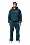 Men's Petrol Baggy Fit Tracksuit Set - 3-Thread Brushed Inside Cotton Jersey, Wide-Leg Hooded Set