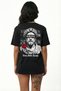 Unisex Black Oversized Crew Neck Streetwear T-Shirt Reborn Statue and Rose Printed 100% Cotton - 3