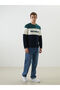 Green Crew Neck Color Block Men's Sweatshirt - 2
