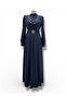 Our Dark Blue Satin Evening Dress Model