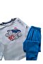 Boy's 100% Cotton Light Blue Color Car Cip Patterned Long Sleeve Winter Pajama Set - 4