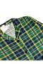 Boys' 100% Cotton Combed Fabric Green Plaid Patterned Shirt Collar Buttoned Pajama Set - 3
