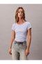 Women's woven label baby rib baby t-shirt