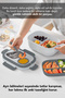Bondie Locking Lid Food Container - 2 Tier Compartment Lunch Box with Spoon and Sauce Cup Nutrition Box Gray - 3