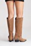 Helios Toprak Suede Genuine Leather Buckle Women's Western Boots - 6