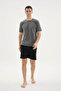 100% Cotton New Season Summer Men's Crew Neck Pajama Set - 7