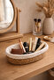 Oval Wicker Natural Multi-Purpose Organizer Basket – Decorative Storage Basket with Fabric Lining - 2