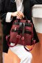 Women's Satin Leather Shiny Buckle Detailed Comfortable Strap Both Stylish and Daily Use Backpack 730 - 2