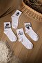 4 Pairs Women Men Colorful Patterned White College Socks Cotton Unisex White Socks