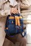Women's Satin Leather Shiny Buckle Detailed Comfortable Strap Both Stylish and Daily Use Backpack 730 - 2