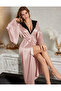 Women's Lace-Detail Shoulder Batwing Sleeve Belted Long Robe - 2