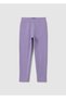 Girls' Purple Slim Fit Cotton Leggings
