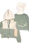 Organic Cotton Double Color Hooded Green Winter Girl's Tracksuit Set - 2