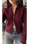 Burgundy Double Zipper Steel Knitwear Cardigan - 5