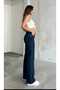 Women's Navy Blue Stretch Fabric Super High Waist Wide Leg Denim Palazzo Pants - 4