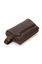 Men's Vegan Leather Brown Portfolio Clutch Shaving Cosmetic Care and Daily Handbag - 4