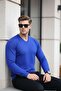 Men's Premium Blue V-Neck Knit Sweater - 5