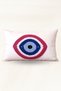 Hand Knitted Evil Eye Motif Decorative Pillow – Linen Fabric, Silicone Filled, 30X50 cm - 2
